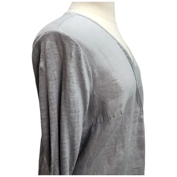 NWT J Jill Love Linen Shirt XL Pintuck Gray Popover Top Lagenlook Cottagecore - Picture 5 of 13